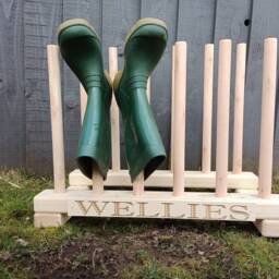 Oak Waxed Personalised Welly Wellington Boot Wooden Stand Storage Wellies Rack Outdoor Shoes Organiser Porch Entryway Cabinet Holder - thumbnail 2