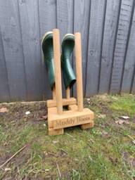 Oak Waxed Personalised Welly Wellington Boot Wooden Stand Storage Wellies Rack Outdoor Shoes Organiser Porch Entryway Cabinet Holder
