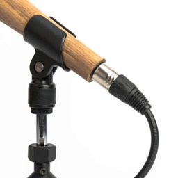 Wooden Microphone Desk Lamp - Silver/Rustic Music Oak Tripod Stand Singer Song Studio Home Theater Decor Handmade - thumbnail 3