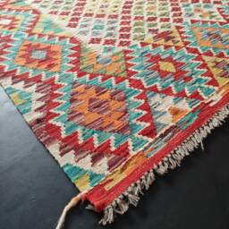 Kilim Rug Classic, Handmade Artisan Afghan Turkish Aztec Sheep Natural Wool 205x148 cm - thumbnail 2