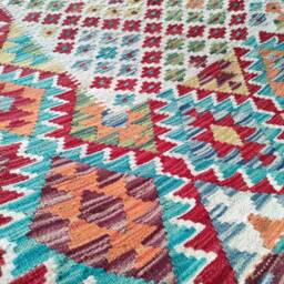 Kilim Rug Classic, Handmade Artisan Afghan Turkish Aztec Sheep Natural Wool 205x148 cm - thumbnail 4