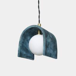 Tansy Minimalist Organic Ceramic Pendant Blue Earth 5.5 - thumbnail 3