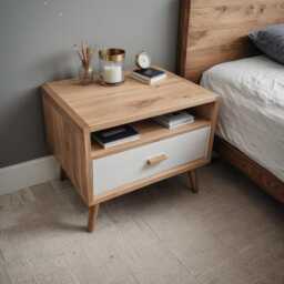Solid Wood Bedside Table in Oak & Walnut, Modern With Wooden Or Metal Legs, Individually Customizable, Made-To-Measure Nightstand - thumbnail 3
