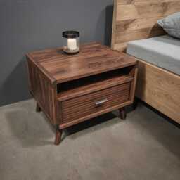 Solid Wood Bedside Table in Oak & Walnut, Modern With Wooden Or Metal Legs, Individually Customizable, Made-To-Measure Nightstand