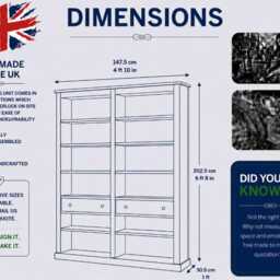 Solid Pine 6Ft 8In Bookcase, Handcrafted Adjustable Library Shelving Unit, Two Bay Bookshelves - thumbnail 4