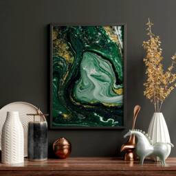 Sage Green Office Desk Decor & Women Set X 3 Framed Wall Art Prints, Maximalist Abstract Marble For A Lawyer Calming - thumbnail 2