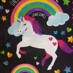 Unicorns Are Real Awesome, Rainbow Unicorn Fleece Tie Blanket - thumbnail 3
