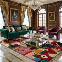 Abstract Cubist Moroccan Rug - Colorful Geometric Wool Area Modern Art Berber Carpet - thumbnail 3