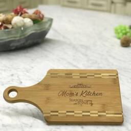 "Personalized Paddle Shaped Bamboo Cutting Board 13 1/2"" X 7" - thumbnail 2