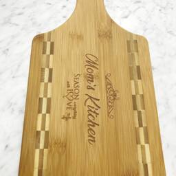 "Personalized Paddle Shaped Bamboo Cutting Board 13 1/2"" X 7" - thumbnail 3