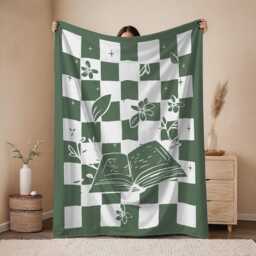 Vintage Library Blanket, Fantasy Reading, Boho Wildflowers Bookish Book Lover, Cottagecore Flower Book, Fantasy Book Throw - thumbnail 3