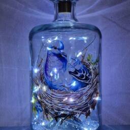 Woodpigeon Bottle Lamp, Unique Pigeon Light Up Gift For Nature Lover - thumbnail 4