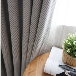 Pair Or Chevron Curtains, Weaved On Both Sides, Heavy Opaque 75% Blackout Rate, Custom Extra Long Wide - thumbnail 3