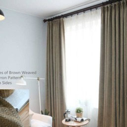 Pair Or Chevron Curtains, Weaved On Both Sides, Heavy Opaque 75% Blackout Rate, Custom Extra Long Wide - thumbnail 4