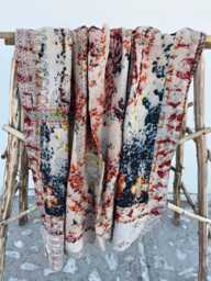 Traditional Reversible Cotton Kantha Quilt - Soft Breathable Handmade Bedspread