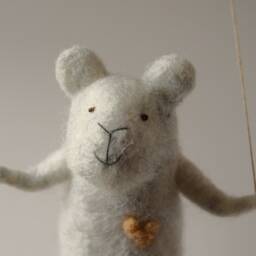 White Polarbear, Needle Felted Bear - Nursery Mobile, Bear Mobile -Baby Mobile, On Swing, Decor - thumbnail 4