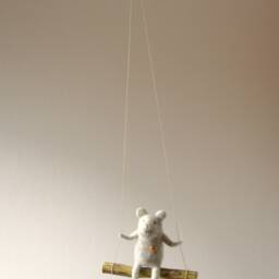 White Polarbear, Needle Felted Bear - Nursery Mobile, Bear Mobile -Baby Mobile, On Swing, Decor - thumbnail 2
