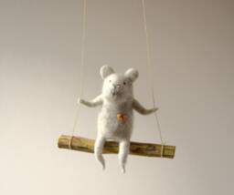White Polarbear, Needle Felted Bear - Nursery Mobile, Bear Mobile -Baby Mobile, On Swing, Decor