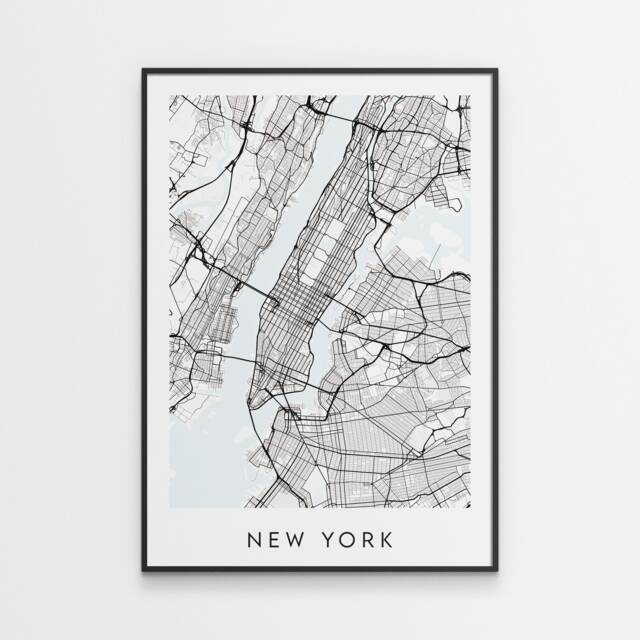 New York Map Print - Minimal City Poster Art Usa - image 1