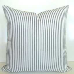 Gray Stripe Pillows Black Ticking Stripe Pillow Covers Red, Blue Pillows 16 18x18 20 All Sizes. Farmhouse - thumbnail 2