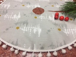 Handmade Cotton Burlap Christmas Tree Skirt Pom Scandinavian Design