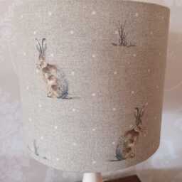 Hare Print Cotton Lampshade - Beige With White Spots, Woodland Animal Decor - thumbnail 2