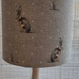 Hare Print Cotton Lampshade - Beige With White Spots, Woodland Animal Decor - thumbnail 3