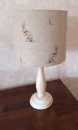 Hare Print Cotton Lampshade - Beige With White Spots, Woodland Animal Decor - thumbnail 1
