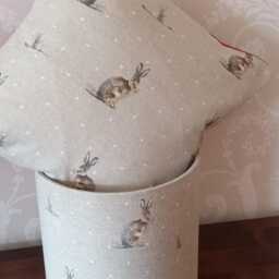 Hare Print Cotton Lampshade - Beige With White Spots, Woodland Animal Decor - thumbnail 4
