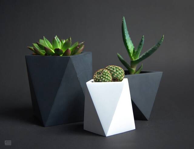 Concrete Planter, Planter Pots, Small Scandinavian Minimalist Style, Table Decor, Gift For Her, Black Pots, Home Decor - image 1