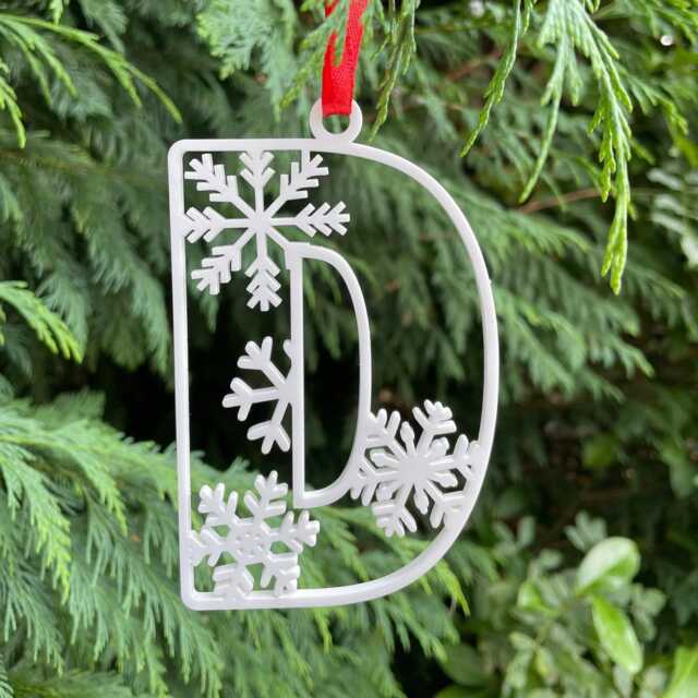 Snowflake Stocking Tag, Name Christmas Place Setting, Label, Initial Gift Monogram Boho - image 1