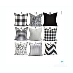 Black Pillow Covers, Throw Cover, Farmhouse Covers For 20x20 Pillow, 18x18 16x16 All Sizes Incl Shams - thumbnail 2