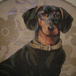 Dachshund in Circle Silver Woven Tapestry Cushion Cover Sham - thumbnail 2