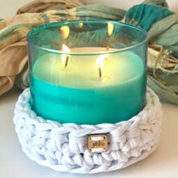 Jar Candle Holder, Catch All Basket, Jewelry Holder, Crochet Basket - thumbnail 2