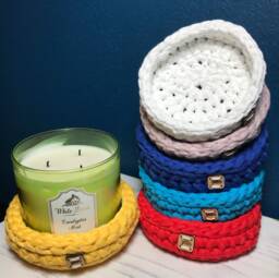 Jar Candle Holder, Catch All Basket, Jewelry Holder, Crochet Basket