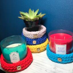 Jar Candle Holder, Catch All Basket, Jewelry Holder, Crochet Basket - thumbnail 3