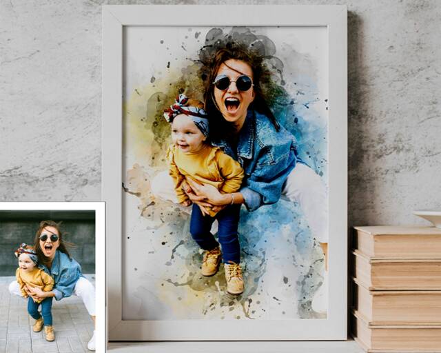 Personalized Watercolor Portrait From Photo, Custom Family Art - Digital Painting - image 1