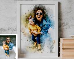 Personalized Watercolor Portrait From Photo, Custom Family Art - Digital Painting - thumbnail 1
