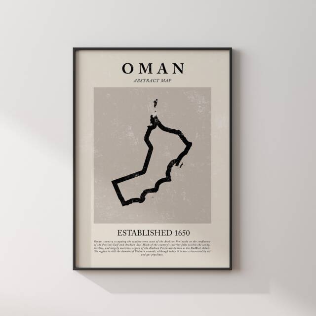 Oman Map Vintage Abstract Wall Art Print Picasso + Matisse Inspired Travel Poster - image 1