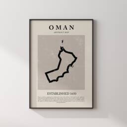 Oman Map Vintage Abstract Wall Art Print Picasso + Matisse Inspired Travel Poster - thumbnail 1