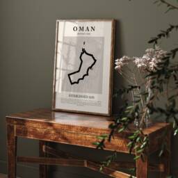 Oman Map Vintage Abstract Wall Art Print Picasso + Matisse Inspired Travel Poster - thumbnail 2