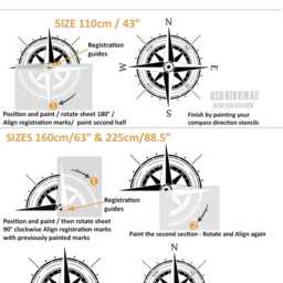 Compass Rose Wall & Floor Stencil Nautical Home Decor, Diy Painting - thumbnail 3