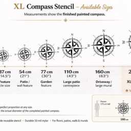 Compass Rose Wall & Floor Stencil Nautical Home Decor, Diy Painting - thumbnail 2