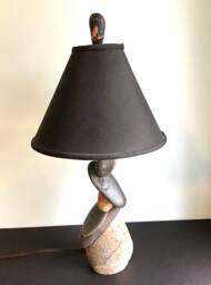 Rock Lamp Finial, Stone Black, Grey Granite Lamp Topper, Accent, Accessory