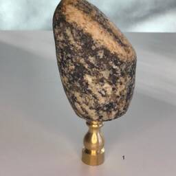 Rock Lamp Finial, Stone Black, Grey Granite Lamp Topper, Accent, Accessory - thumbnail 3