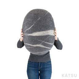 "Pouf Felted Wool Stone Ottoman Handmade Pebble Footstool ""Sea Pebble" - thumbnail 2