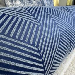 "Navy Geometric Bed Cushion, Accent Modern Decorative Pillow Sofa Navy Blue Pillow, Luxury Bolster 16""x6" - thumbnail 3