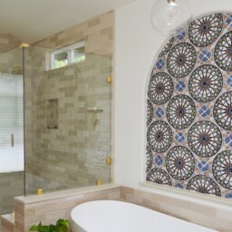 Handmade Ceramic Floral Wall Art, Suzani Tile, Matt Blue - 30cm/11.8 - thumbnail 4