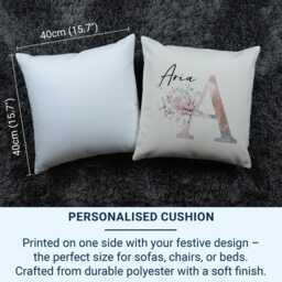 Personalised Floral Cushion Custom Name & Initial For Girls' Room - thumbnail 2