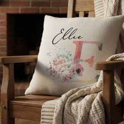 Personalised Floral Cushion Custom Name & Initial For Girls' Room - thumbnail 4